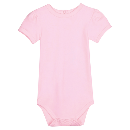 Girls Puff Sleeve Pink Bodysuit