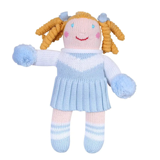 Cheerleader Knit Doll Light Blue And White