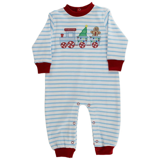 Gingerbread Express Boys Knit Romper