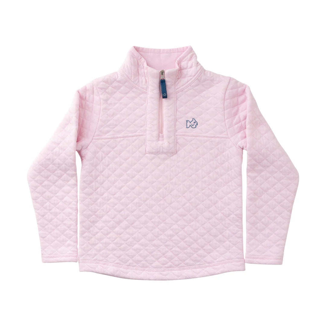Girls Quilted Pink Zip Pullover