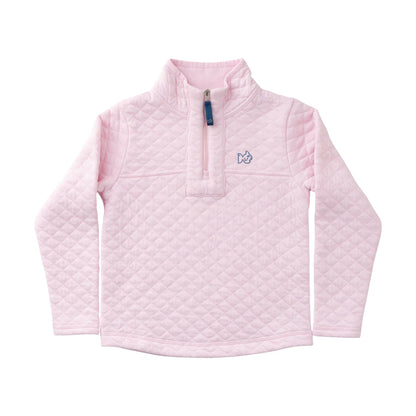 Girls Quilted Pink Zip Pullover