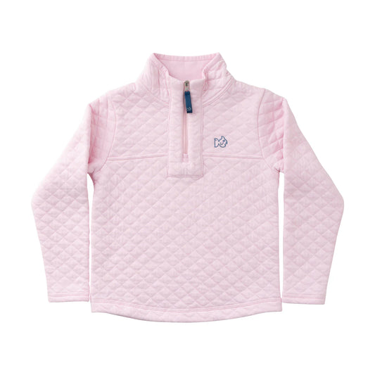 Girls Quilted Pink Zip Pullover