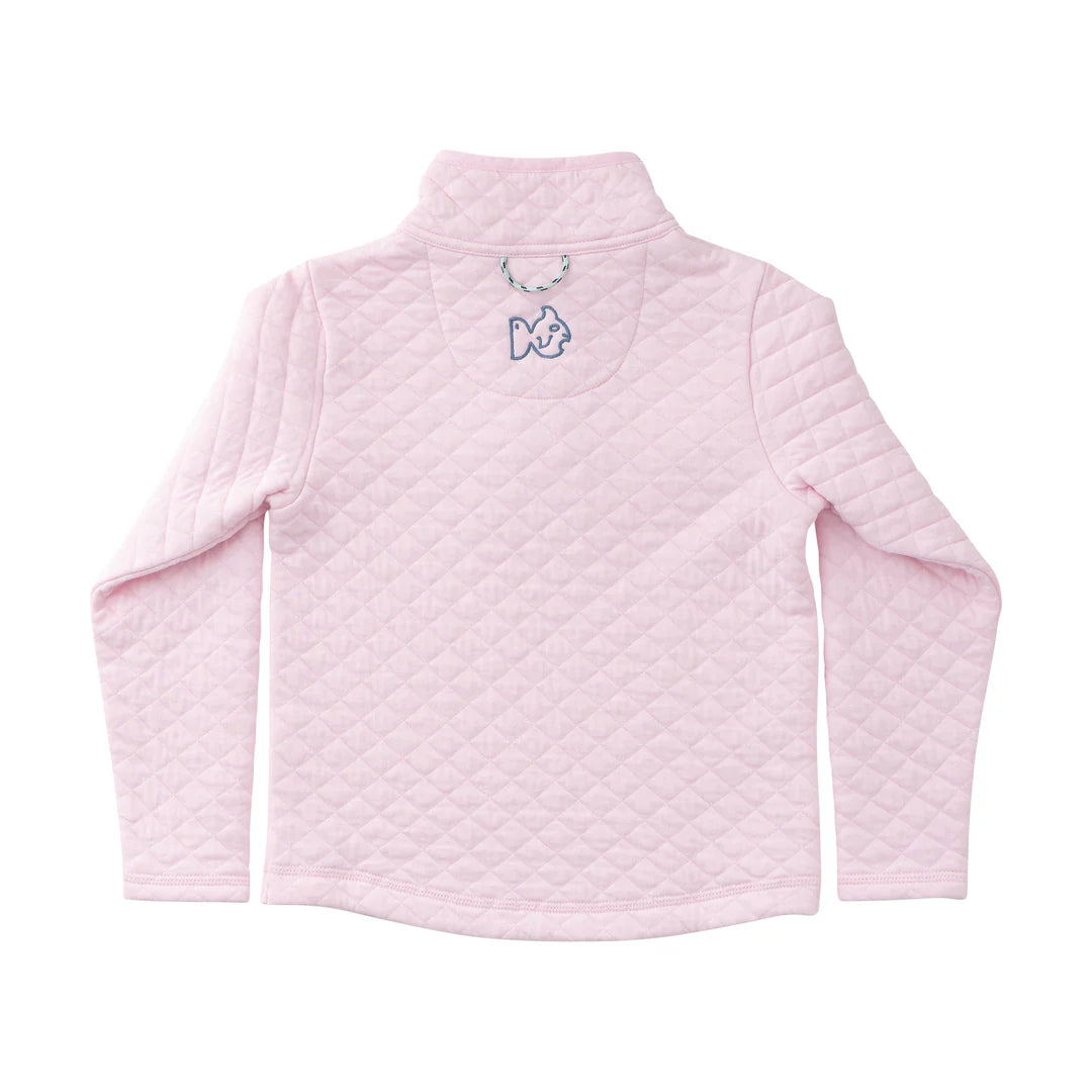 Girls Quilted Pink Zip Pullover