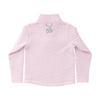 Girls Quilted Pink Zip Pullover