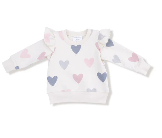 Hearts French Terry Ruffle Sweatshirt