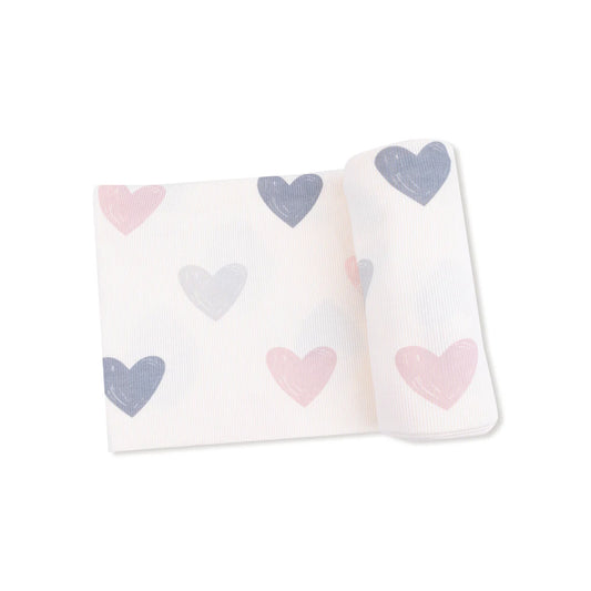 Hearts Modal Rib Swaddle Blanket