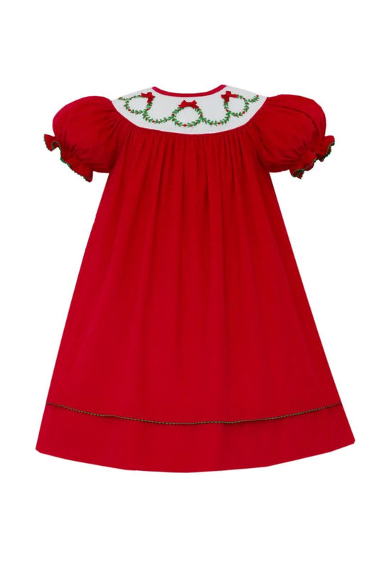 Holiday Wreath Red Corduroy Dress