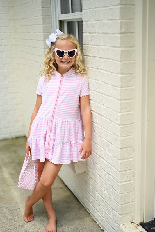 Pink Stripe Terrycloth Coverup