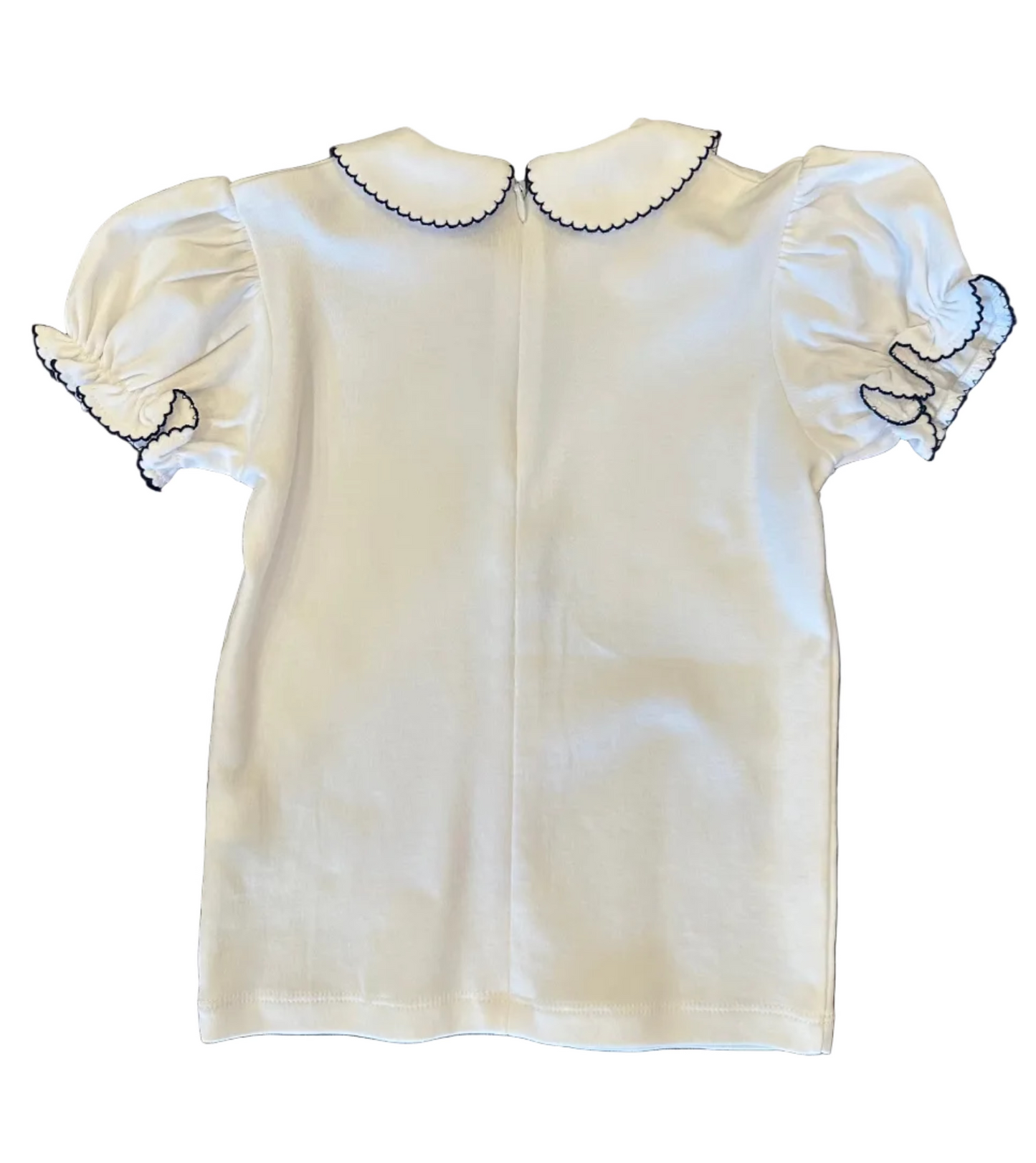 Zip Back Blouse With Dark Royal Piping