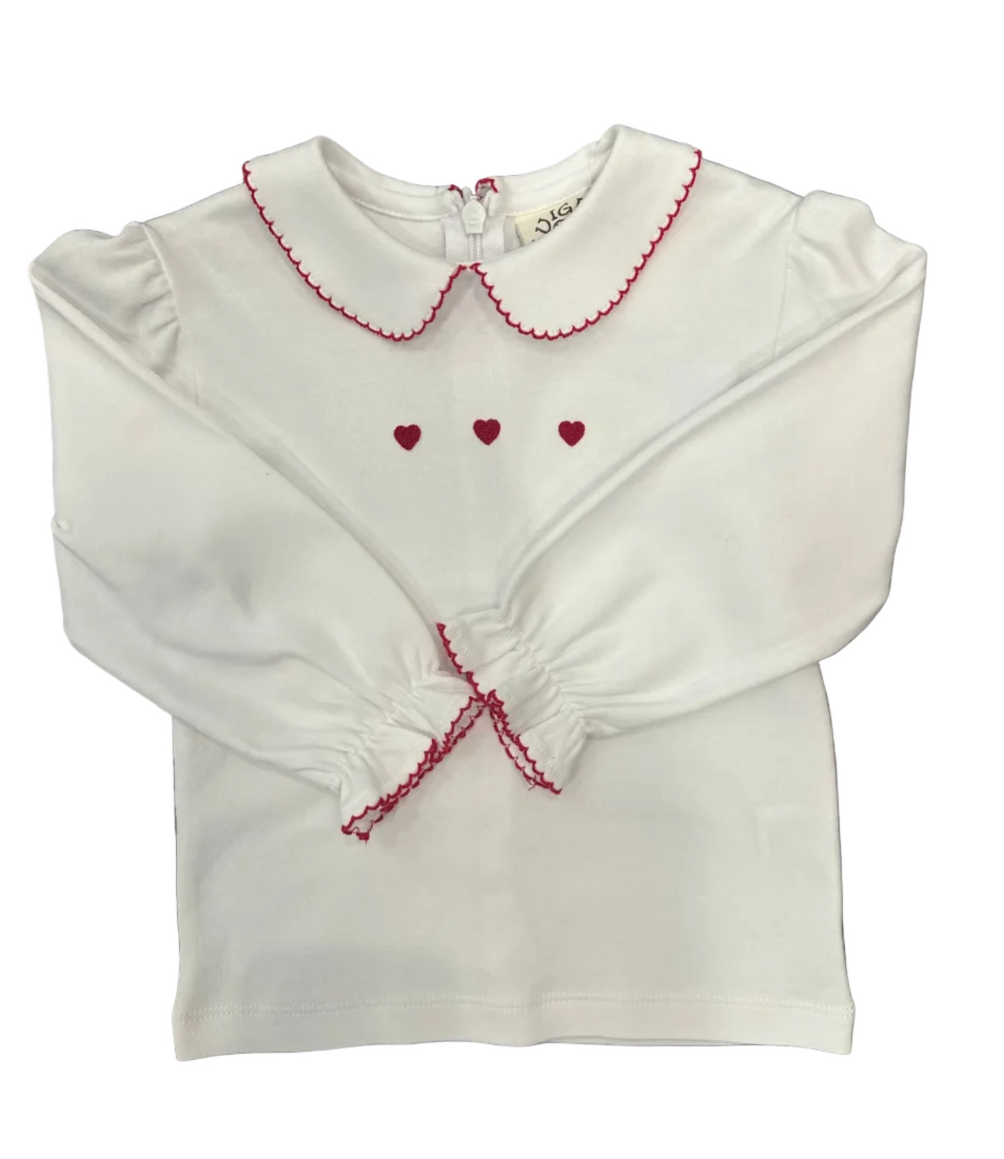 LS White Shirt With Hearts