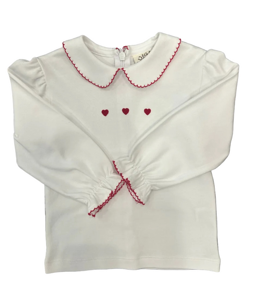 LS White Shirt With Hearts