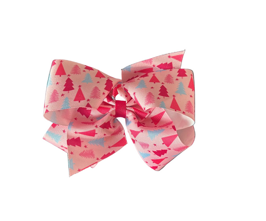 Holiday Bow - Pink Christmas Trees