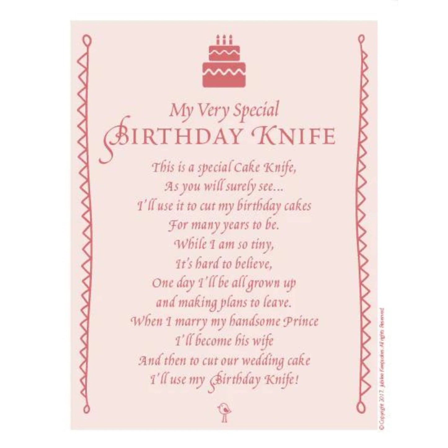 Pink Seersucker Keepsake Birthday Cake Knife