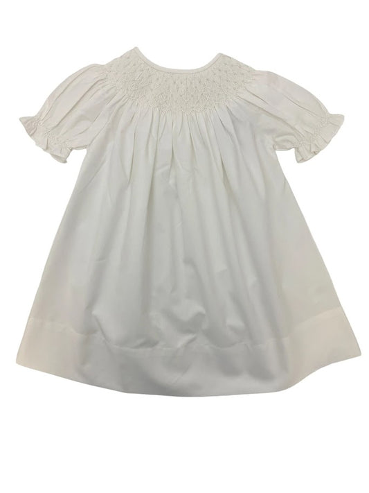 Catherine White Smocked Dress With Pearls