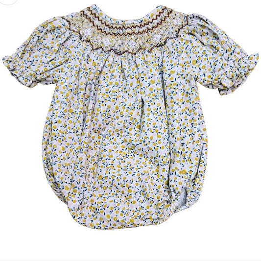 Bailey Corduroy Floral Smocked Bubble