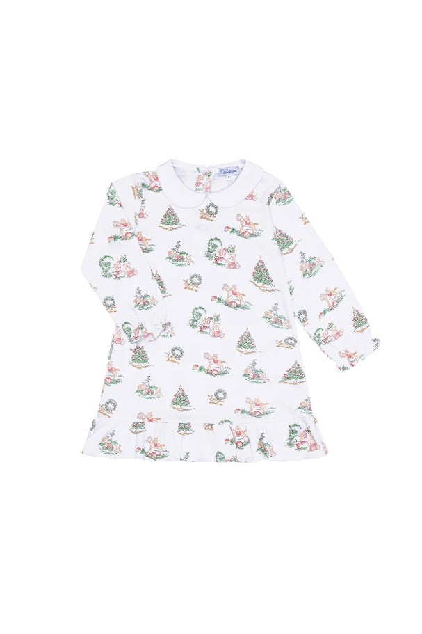 Christmas Toile Long Sleeve Playtime Dress