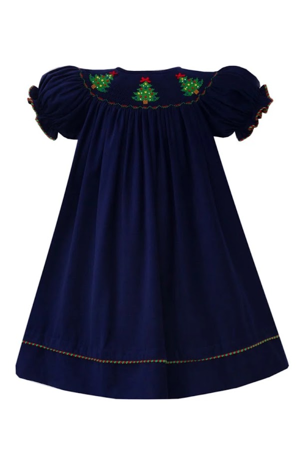 Christmas Tree Navy Blue Corduroy Bishop