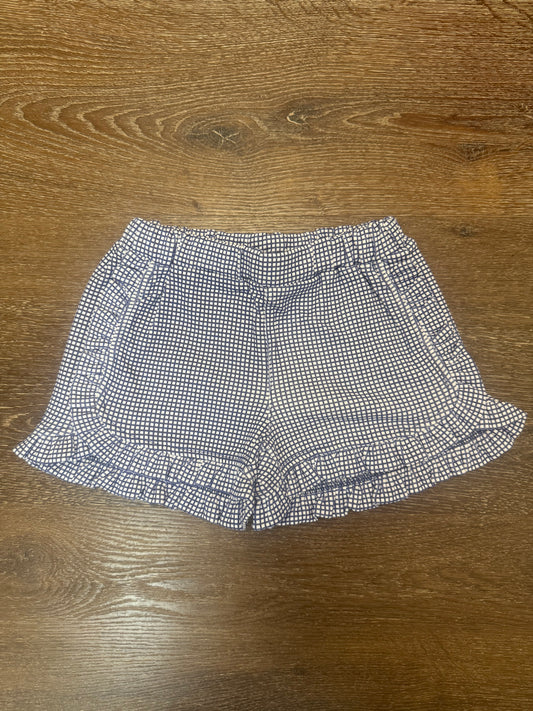 Navy Gingham Print Ruffle Shorts