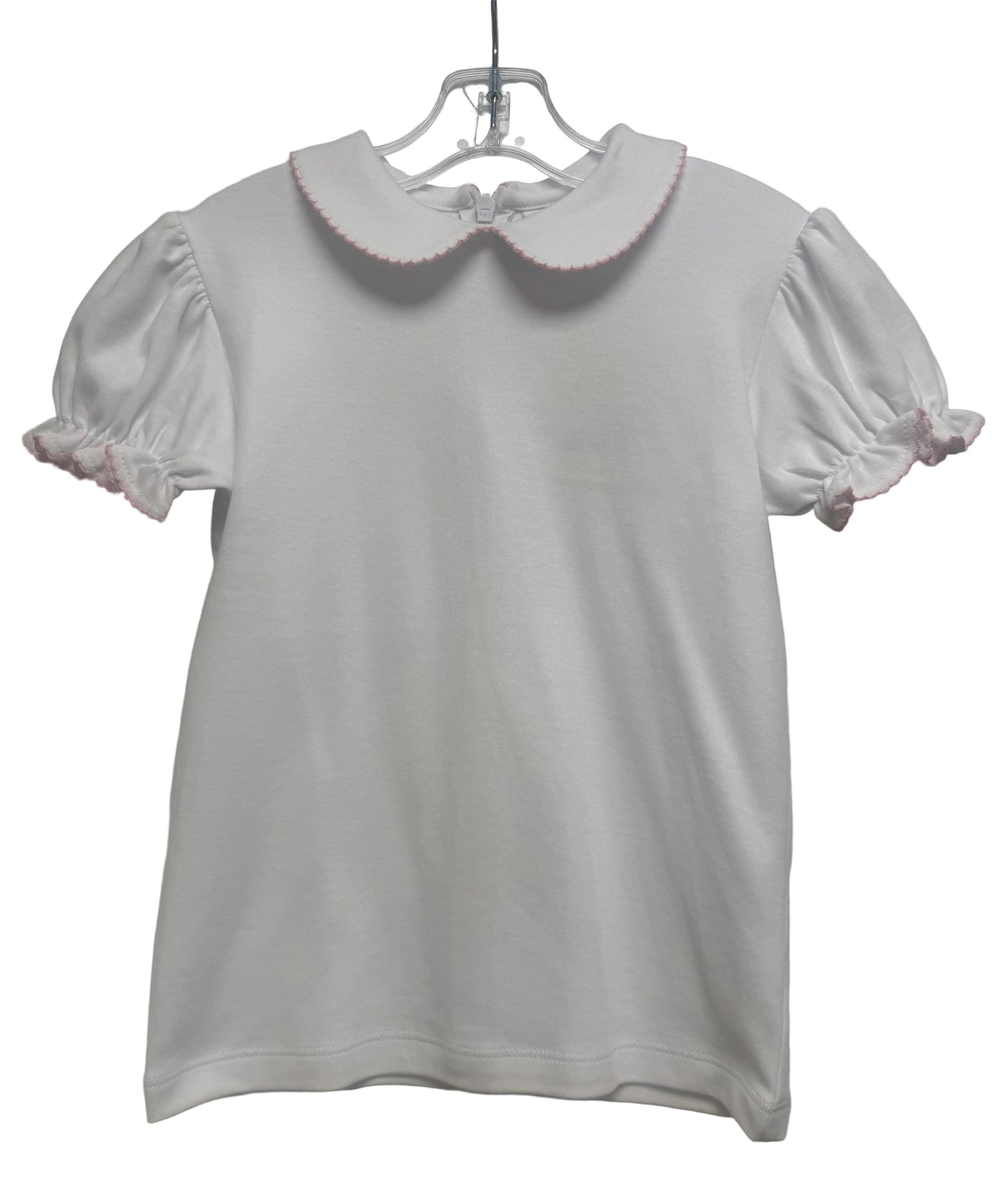 Zip Back Blouse With Light Pink Piping