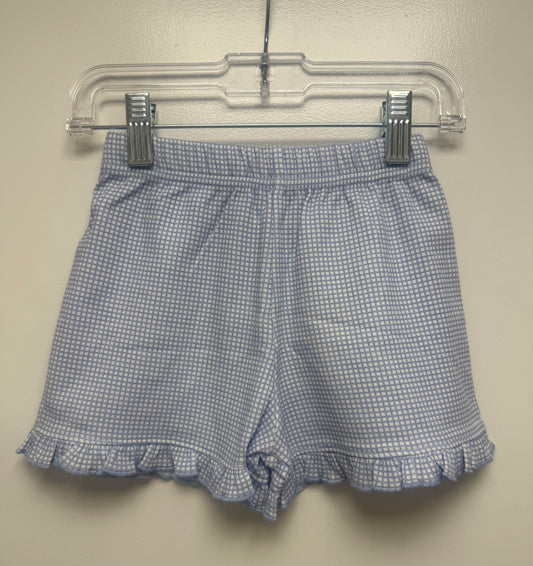 Light Blue Gingham Ruffle Shorts