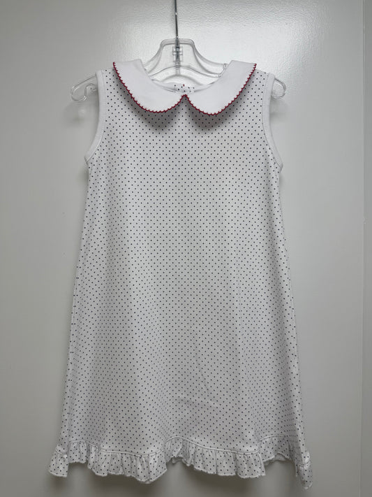 Sleeveless A Line Ruffle Dress Blue Polka Dots