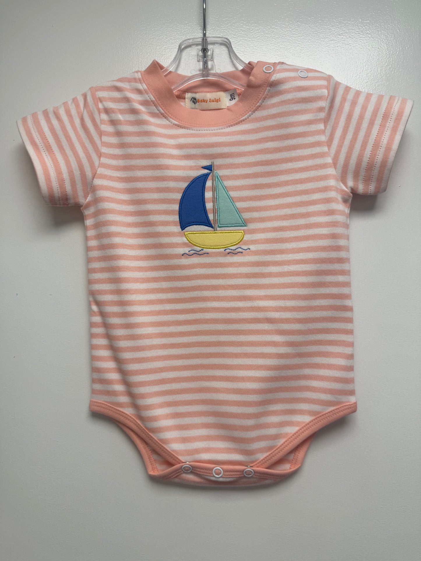 Peach And White Stripe Sailboat Bubble