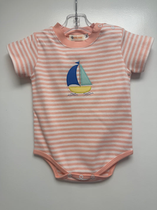 Peach And White Stripe Sailboat Bubble