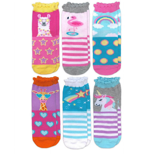 Girls Multi Pack Crew Socks Cute Animals - 6 Pack