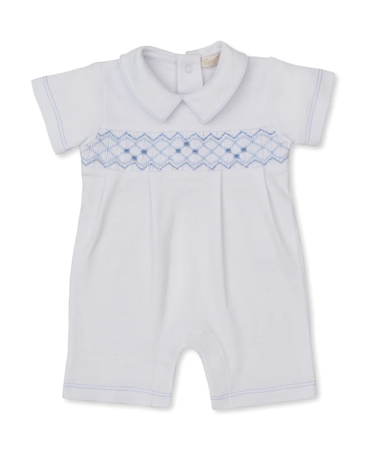 White Hand Smocked Short Playsuit