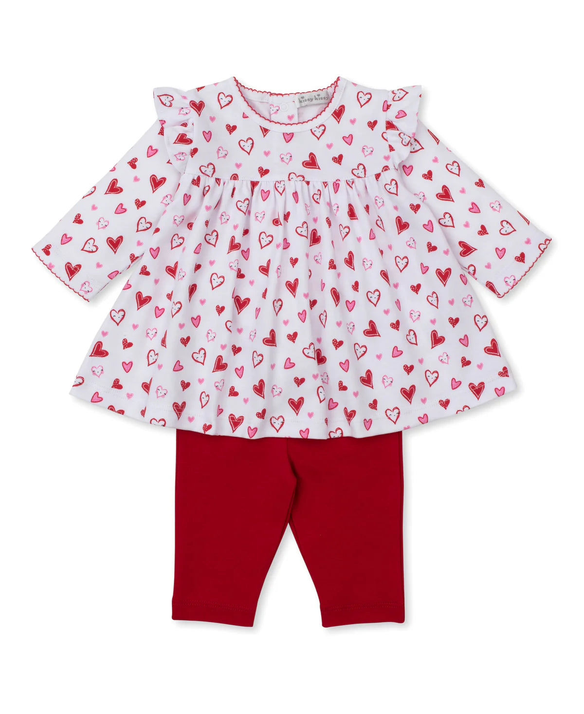 Heart Dress Set With Leggings Red