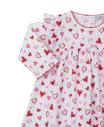 Heart Dress Set With Leggings Red