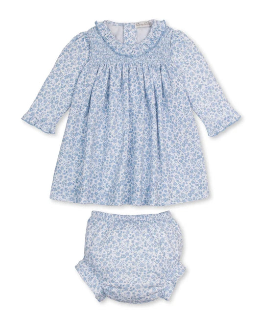 Fall Blooms Blue Smocked Dress Set