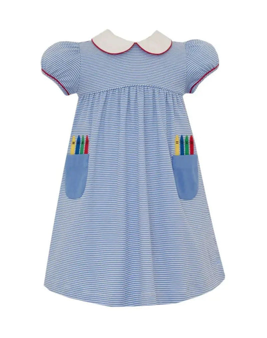 Knit Striped Dress with Crayon Pockets