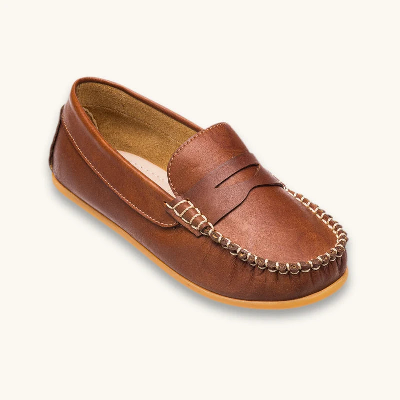 Alex Driver Moccasin - Natural Brown Leather