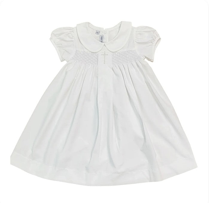 Maria White Cross Smocked Dress