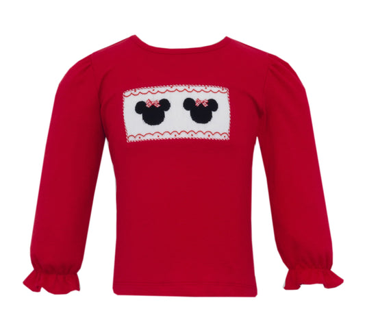 Mouse Ears Girls Red Knit Tee