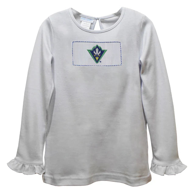 UNCW Girls White LS Shirt