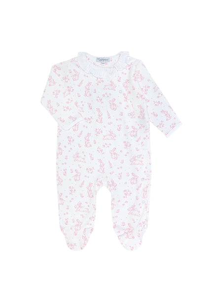 Pink Bunny Toile Footie