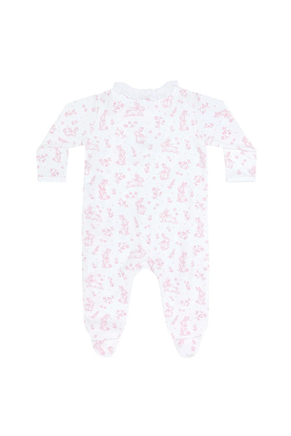 Pink Bunny Toile Footie