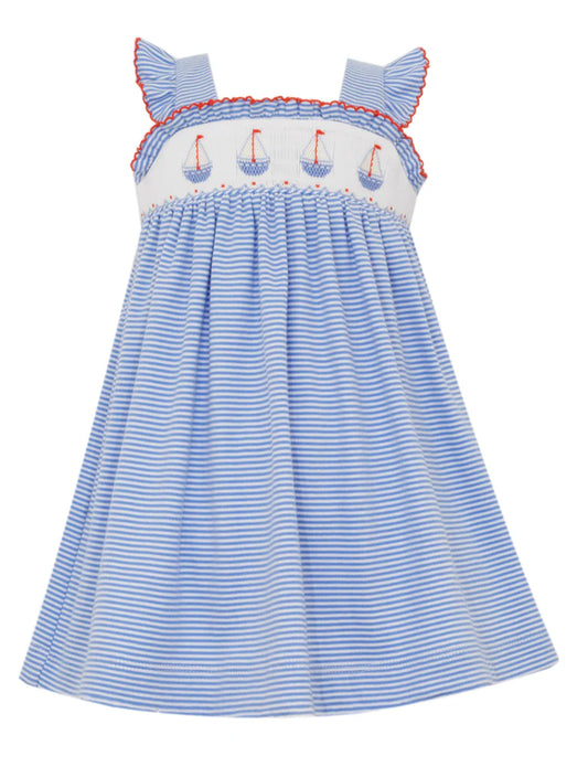 Sailboat Blue Stripe Knit Sundress