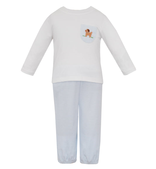 Puppies Light Blue Striped Knit Pant Set