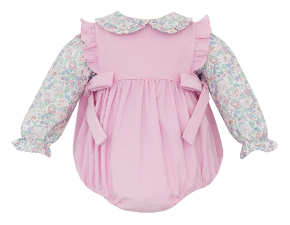 Pink Corduroy Short Bubble With Blouse