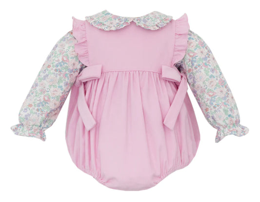 Pink Corduroy Short Bubble With Blouse