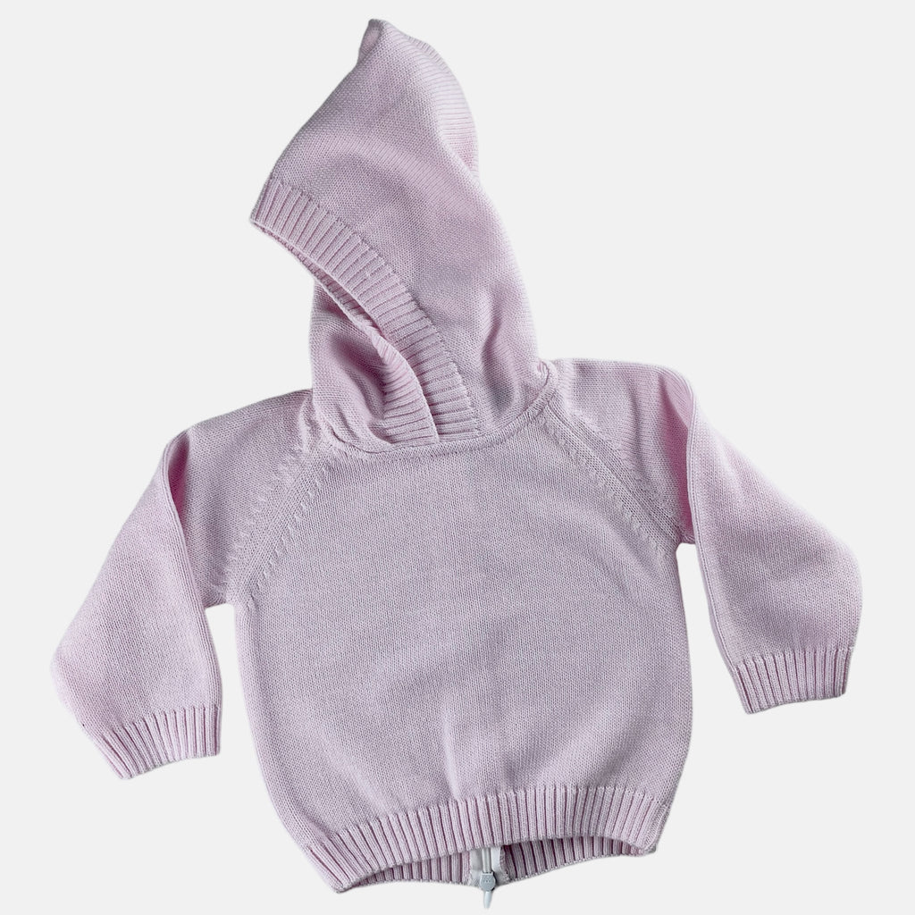Zip Back Hoodie With Raglan Sleeve - Pink