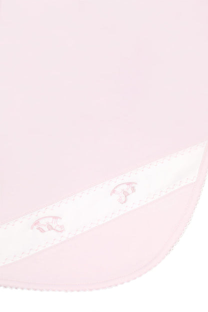 Rocking Horse Embroidered Blanket (Blue/Pink)
