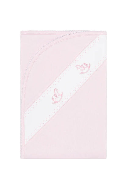Rocking Horse Embroidered Blanket (Blue/Pink)