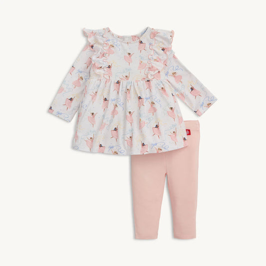 Pretty Plies Modal Dress With Ruffles & Leggings
