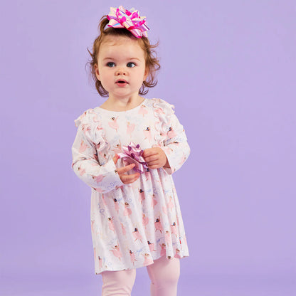 Pretty Plies Modal Dress With Ruffles & Leggings