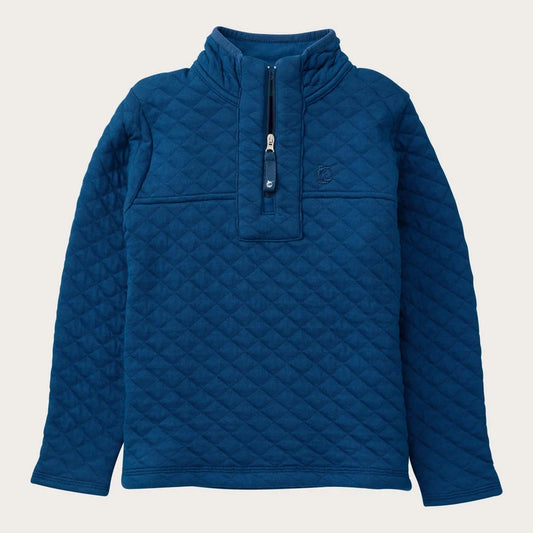Quilted Zip Pullover - Navy Peony