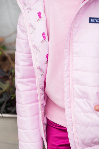 Hooded Puffer Jacket - Pink Tulle